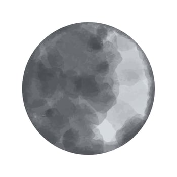 Vector Moon painted in watercolor. Space illustration.