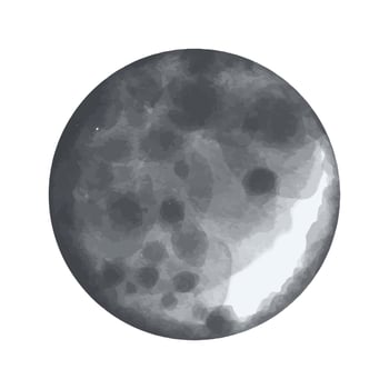Vector Moon painted in watercolor. Space illustration.