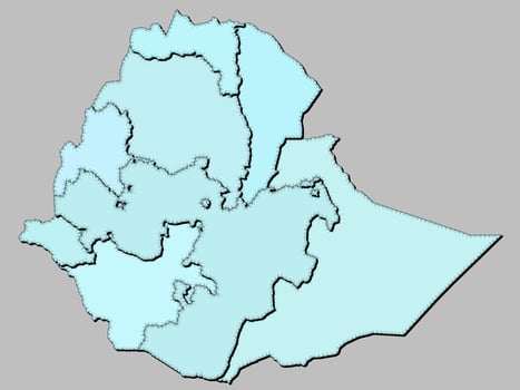 Map of Ethiopia with states isolated vector