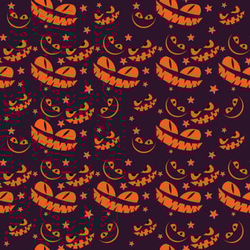 seamless pattern of halloween ghost with star on purple background , cartoon ghost funny faces in autumn holidays.gift wrapping paper vector illustration EPS10