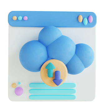 3D illustration cloud backup website png