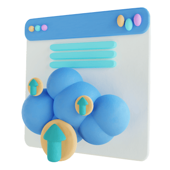 3D illustration cloud upload website png