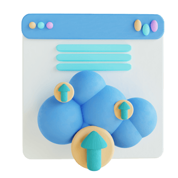 3D illustration cloud upload website png