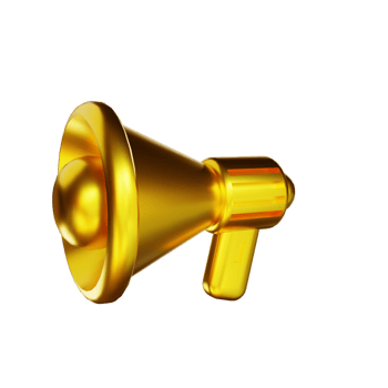 3D illustration golden megaphone png