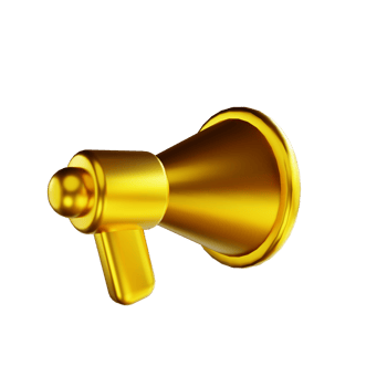 3D illustration golden megaphone png