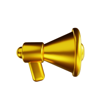 3D illustration golden megaphone png