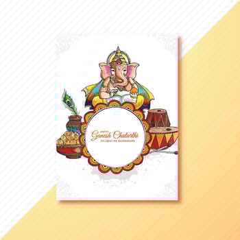 Indian festival ganesh chaturthi brochure card background vector