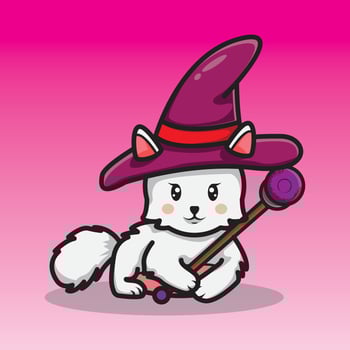 cute witch cat holding magic wand on halloween day vector