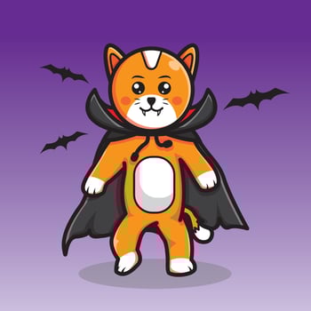 cute vampire cat walking towards you on halloween day vector