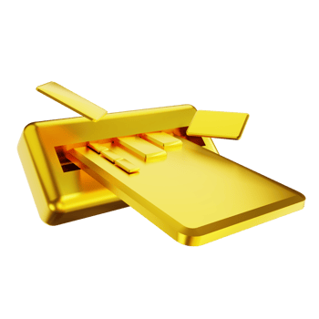 3D illustration golden credit card and atm png