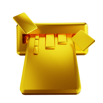 3D illustration golden credit card and atm png