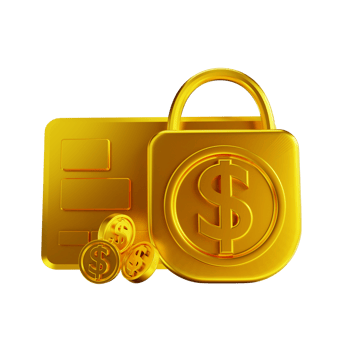 3D illustration golden credit card security png