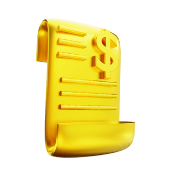 3D illustration golden financial documents png