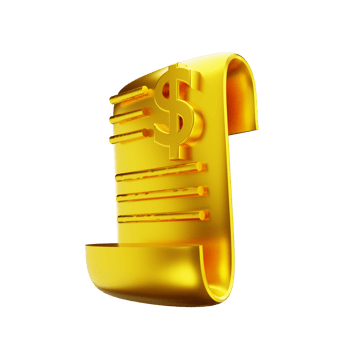 3D illustration golden financial documents png