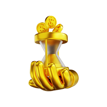 3D illustration golden hand and time money png