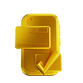 3D illustration golden mobile and credit card png