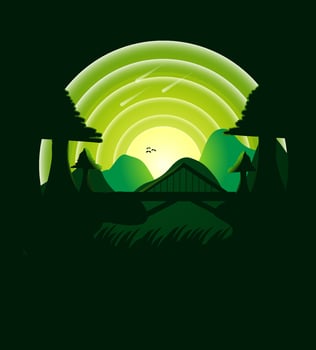 Beautiful mountain in a circle flat illustration vector design background