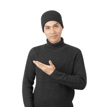 Portrait of Asian man wearing sweater and beanie cutout, Png file