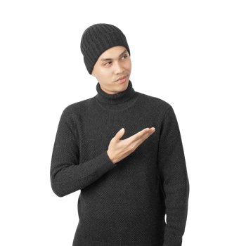 Portrait of Asian man wearing sweater and beanie cutout, Png file