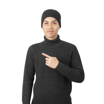 Portrait of Asian man wearing sweater and beanie cutout, Png file