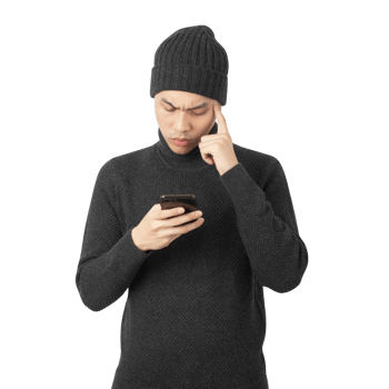 Portrait of Asian man wearing sweater and beanie cutout, Png file
