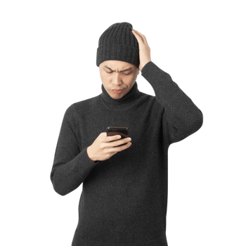 Portrait of Asian man wearing sweater and beanie cutout, Png file
