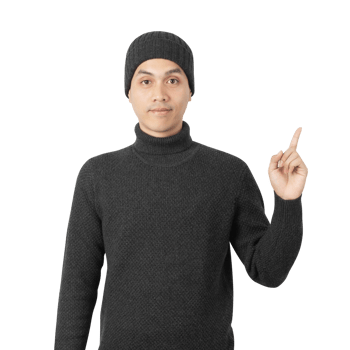 Portrait of Asian man wearing sweater and beanie cutout, Png file