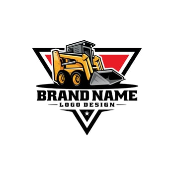 Skid steer loader heavy construction machine logo vector