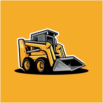 skid steer bulldozer heavy construction equipment vector