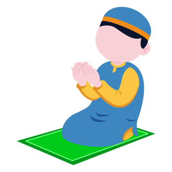 Praying Muslim Kids Cartoon Flat Illustration png