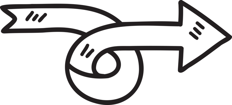 arrow doodle illustration on transparent background png