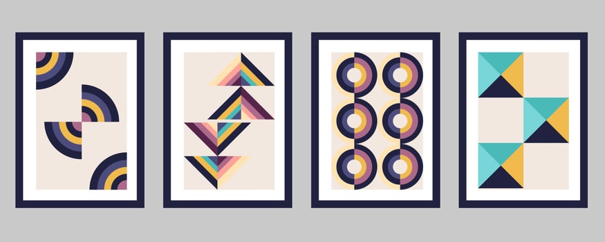 Abstract Bauhaus geometric pattern background vector circle