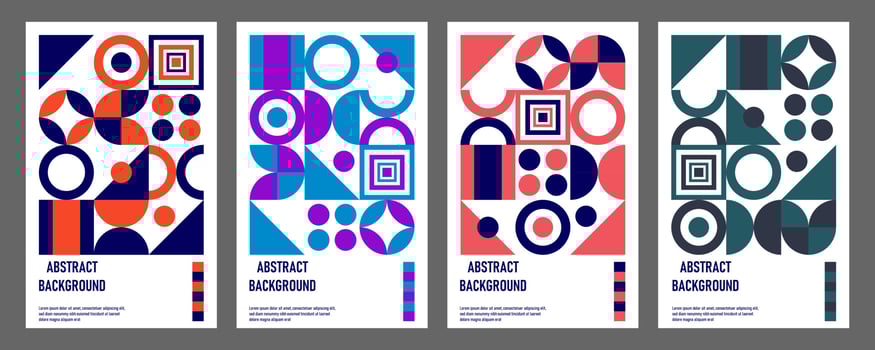 Abstract Bauhaus geometric pattern background vector circle