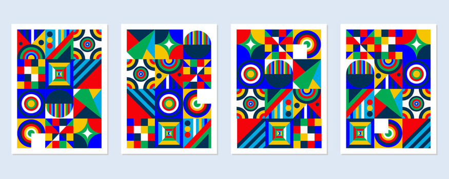 Abstract Bauhaus geometric pattern background vector circle