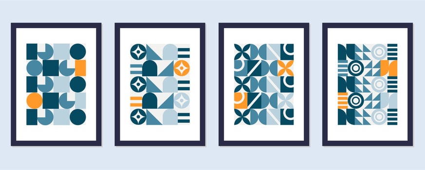 Abstract Bauhaus geometric pattern background vector circle