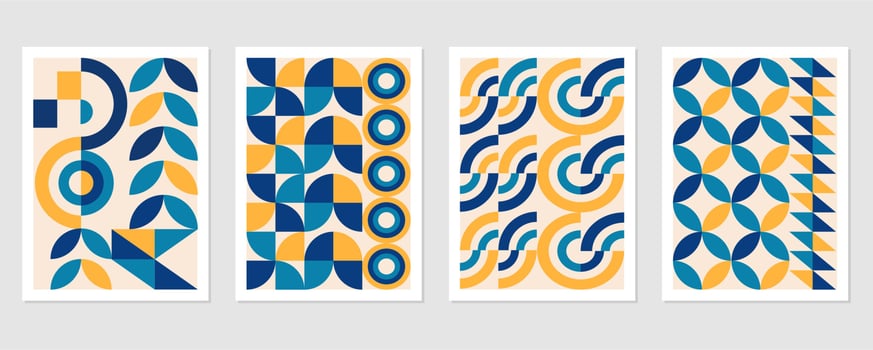 Abstract Bauhaus geometric pattern background vector circle