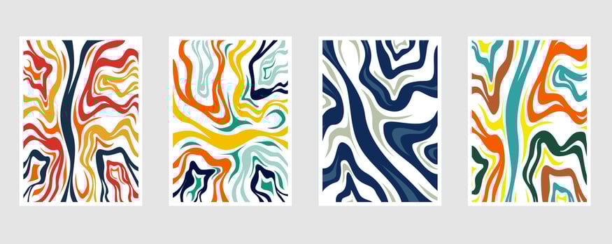 full color line art abstract poster collection vector