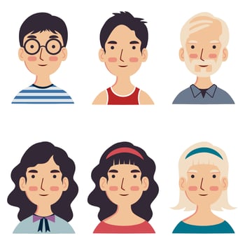 collection of male and female characters vector