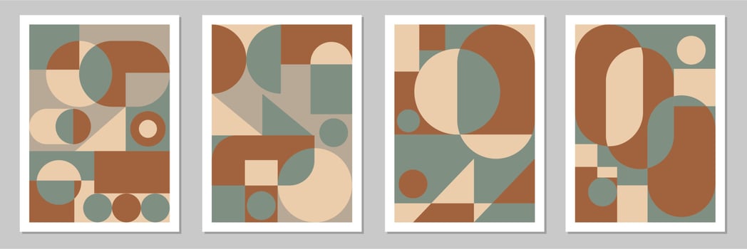 Abstract Bauhaus geometric pattern background vector circle
