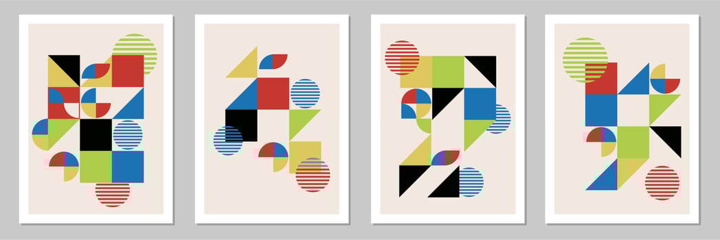 Abstract Bauhaus geometric pattern background vector circle