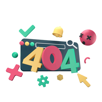 HTTP Four Hundred Four Not Found Status Code 3D rendering on transparent background. Ui UX icon design web and app trend png