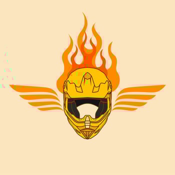 yellow helmet logo fire combination vector