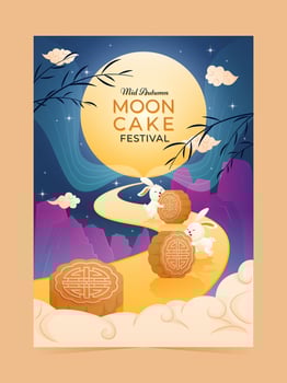 Mid Autumn Moon Cake Poster vector