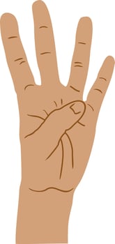 hand shows four fingers vector