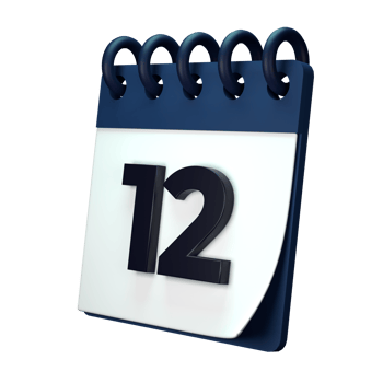 Daily calendar plan icon with number 3D rendering isolated on white background. Ui UX icon design web and app trend png