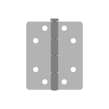 Door hinge design front wall interior isolated white installation. Vector double icon structure gate house
