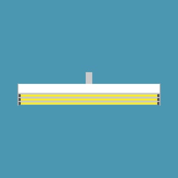 Fluorescent lamp hanging electrical concept vector. Save flat invention light neon led tube. Interior technology halogen equipment vector