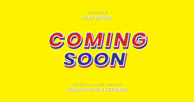 Text Effects Coming Soon with 3D letters vector