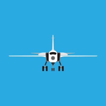 Attack aircraft vector military army aviation icon front view. War plane jet force fighter. Defense navy engine design