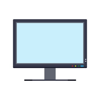 Monitor screen front view display vector icon. Above computer electronic isolated white. Flat PC device equipment office